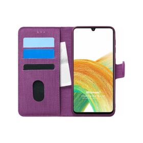 Microsonic Samsung Galaxy A33 5G Fabric Book Wallet Mor Cep Telefonu Kılıfı