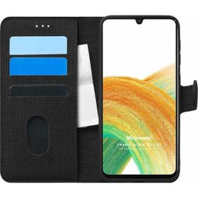 Microsonic Samsung Galaxy A33 5G Fabric Book Wallet Siyah Cep Telefonu Kılıfı