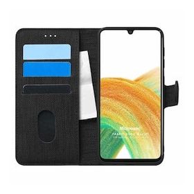Microsonic Samsung Galaxy A33 5G Fabric Book Wallet Siyah Cep Telefonu Kılıfı
