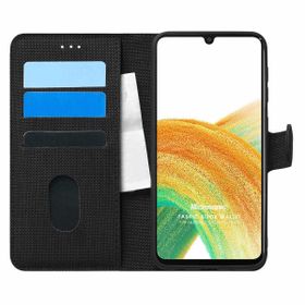 Microsonic Samsung Galaxy A33 5G Fabric Book Wallet Siyah Cep Telefonu Kılıfı