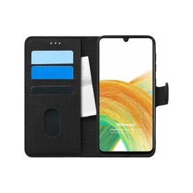Microsonic Samsung Galaxy A33 5G Fabric Book Wallet Siyah Cep Telefonu Kılıfı