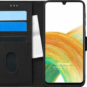 Microsonic Samsung Galaxy A33 5G Fabric Book Wallet Siyah Cep Telefonu Kılıfı