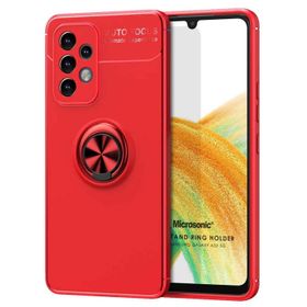 Microsonic Samsung Galaxy A33 5G Kickstand Ring Holder Kırmızı Cep Telefonu Kılıfı