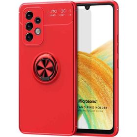 Microsonic Samsung Galaxy A33 5G Kickstand Ring Holder Kırmızı Cep Telefonu Kılıfı