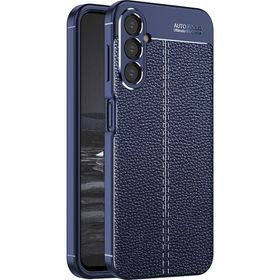 Microsonic Samsung Galaxy A34 Deri Dokulu Silikon Lacivert Cep Telefonu Kılıfı