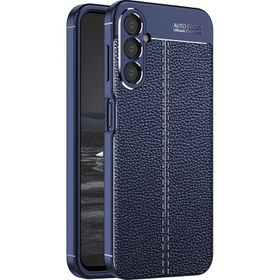 Microsonic Samsung Galaxy A34 Deri Dokulu Silikon Lacivert Cep Telefonu Kılıfı