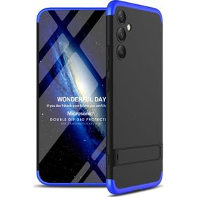 Microsonic Samsung Galaxy A34 Double Dip 360 Protective Siyah Mavi Kılıf