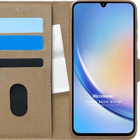 Microsonic Samsung Galaxy A34 Fabric Book Wallet Gold Kılıf