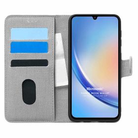 Microsonic Samsung Galaxy A34 Fabric Book Wallet Gri Kılıf