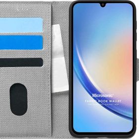 Microsonic Samsung Galaxy A34 Fabric Book Wallet Gri Kılıf