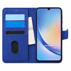 Microsonic Samsung Galaxy A34 Fabric Book Wallet Lacivert Kılıf