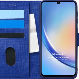Microsonic Samsung Galaxy A34 Fabric Book Wallet Lacivert Kılıf
