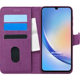 Microsonic Samsung Galaxy A34 Fabric Book Wallet Mor Kılıf
