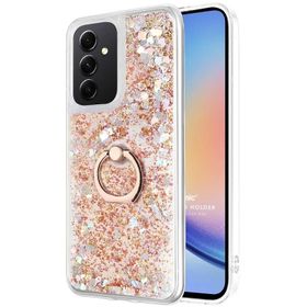 Microsonic Samsung Galaxy A34 Kılıf Glitter Liquid Holder Pembe Cep Telefonu Kılıfı