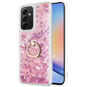 Microsonic Samsung Galaxy A34 Kılıf Glitter Liquid Holder Pembe Cep Telefonu Kılıfı