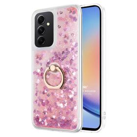 Microsonic Samsung Galaxy A34 Kılıf Glitter Liquid Holder Pembe Cep Telefonu Kılıfı