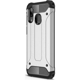 Microsonic Samsung Galaxy A40 Rugged Armor Gümüş Kılıf
