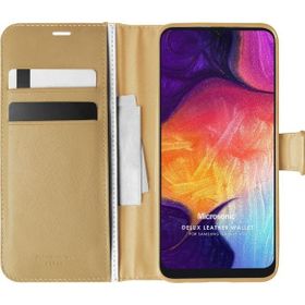 Microsonic Samsung Galaxy A50 Delux Leather Wallet Gold Kılıf