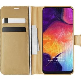 Microsonic Samsung Galaxy A50 Delux Leather Wallet Gold Kılıf
