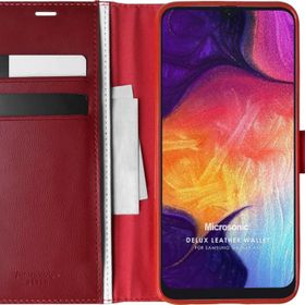 Microsonic Samsung Galaxy A50 Delux Leather Wallet Kırmızı Kılıf