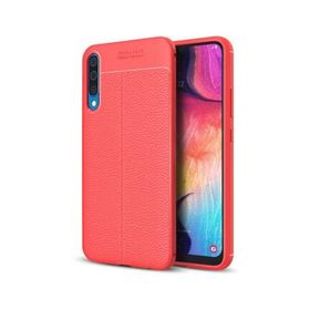 Microsonic Samsung Galaxy A50 Deri Dokulu Kırmızı Silikon Kılıf