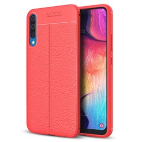 Microsonic Samsung Galaxy A50 Deri Dokulu Kırmızı Silikon Kılıf