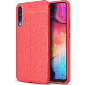Microsonic Samsung Galaxy A50 Deri Dokulu Kırmızı Silikon Kılıf