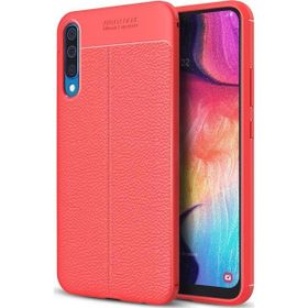 Microsonic Samsung Galaxy A50 Deri Dokulu Kırmızı Silikon Kılıf