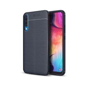 Microsonic Samsung Galaxy A50 Deri Dokulu Lacivert Silikon Kılıf