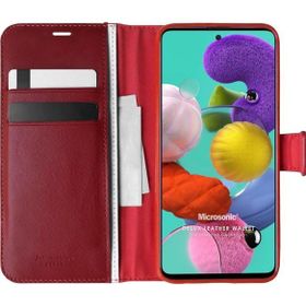 Microsonic Samsung Galaxy A51 Delux Leather Wallet Kırmızı Kılıf