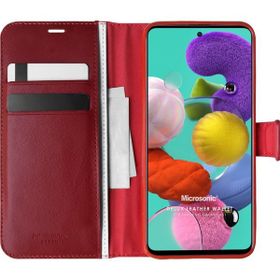 Microsonic Samsung Galaxy A51 Delux Leather Wallet Kırmızı Kılıf