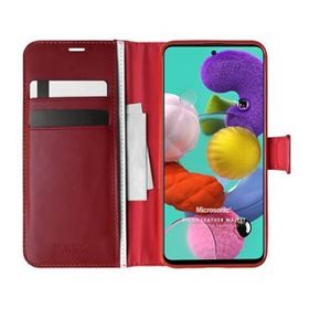 Microsonic Samsung Galaxy A51 Delux Leather Wallet Kırmızı Kılıf