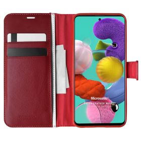 Microsonic Samsung Galaxy A51 Delux Leather Wallet Kırmızı Kılıf
