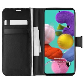 Microsonic Samsung Galaxy A51 Delux Leather Wallet Siyah Kılıf