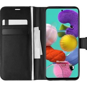 Microsonic Samsung Galaxy A51 Delux Leather Wallet Siyah Kılıf