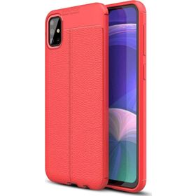 Microsonic Samsung Galaxy A51 Deri Dokulu Silikon Kırmızı Kılıf