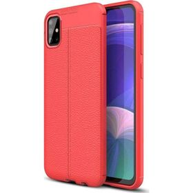 Microsonic Samsung Galaxy A51 Deri Dokulu Silikon Kırmızı Kılıf