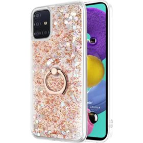 Microsonic Samsung Galaxy A51 Glitter Liquid Holder Gold Kılıf