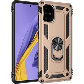 Microsonic Samsung Galaxy A51 Gold Military Ring Holder Kılıf