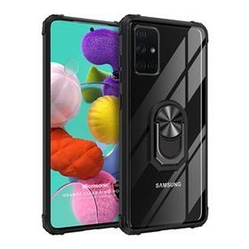 Microsonic Samsung Galaxy A51 Grande Clear Ring Holder Siyah Kılıf