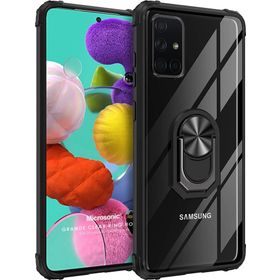Microsonic Samsung Galaxy A51 Grande Clear Ring Holder Siyah Kılıf