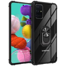 Microsonic Samsung Galaxy A51 Grande Clear Ring Holder Siyah Kılıf