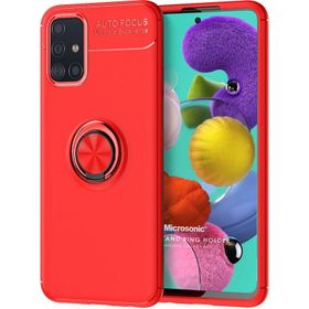 Microsonic Samsung Galaxy A51 Kickstand Ring Holder Siyah Kılıf