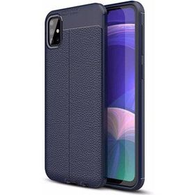 Microsonic Samsung Galaxy A51 Lacivert Deri Dokulu Silikon Kılıf