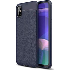 Microsonic Samsung Galaxy A51 Lacivert Deri Dokulu Silikon Kılıf