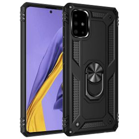 Microsonic Samsung Galaxy A51 Military Ring Holder Siyah Kılıf