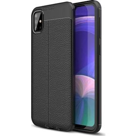Microsonic Samsung Galaxy A51 Siyah Deri Dokulu Silikon Kılıf
