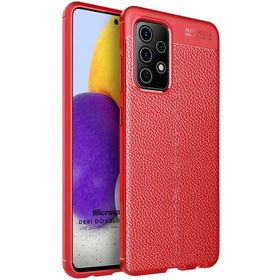 Microsonic Samsung Galaxy A52 Deri Dokulu Silikon Kırmızı Kılıf