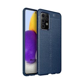 Microsonic Samsung Galaxy A52 Deri Dokulu Silikon Lacivert Kılıf