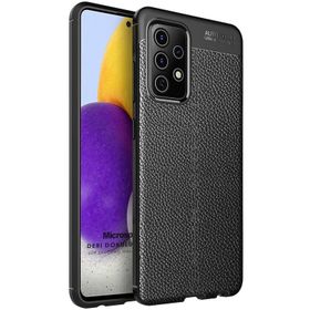 Microsonic Samsung Galaxy A52 Deri Dokulu Silikon Siyah Kılıf